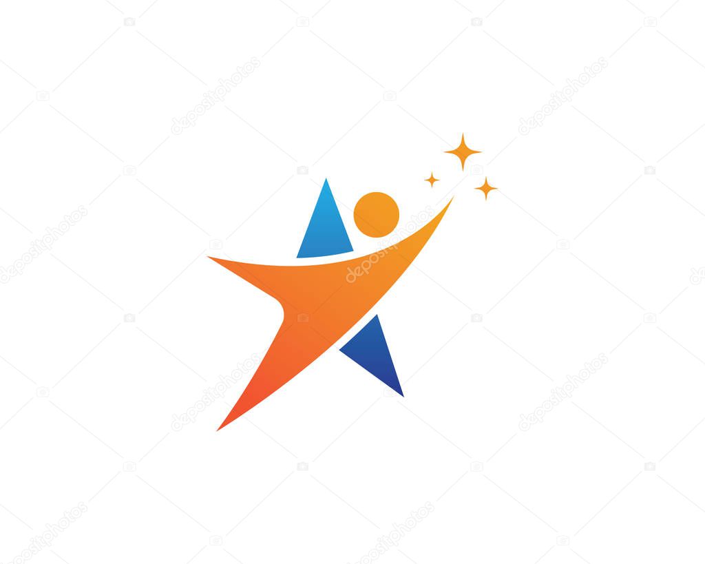 Red and blue Star falcon Logo Template vector icon