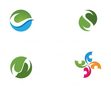 Vektör yeşil doğa logosu ve sembol bırakıyor