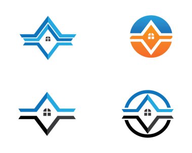 Emlak ve ev binaları logo simgeleri şablonu
