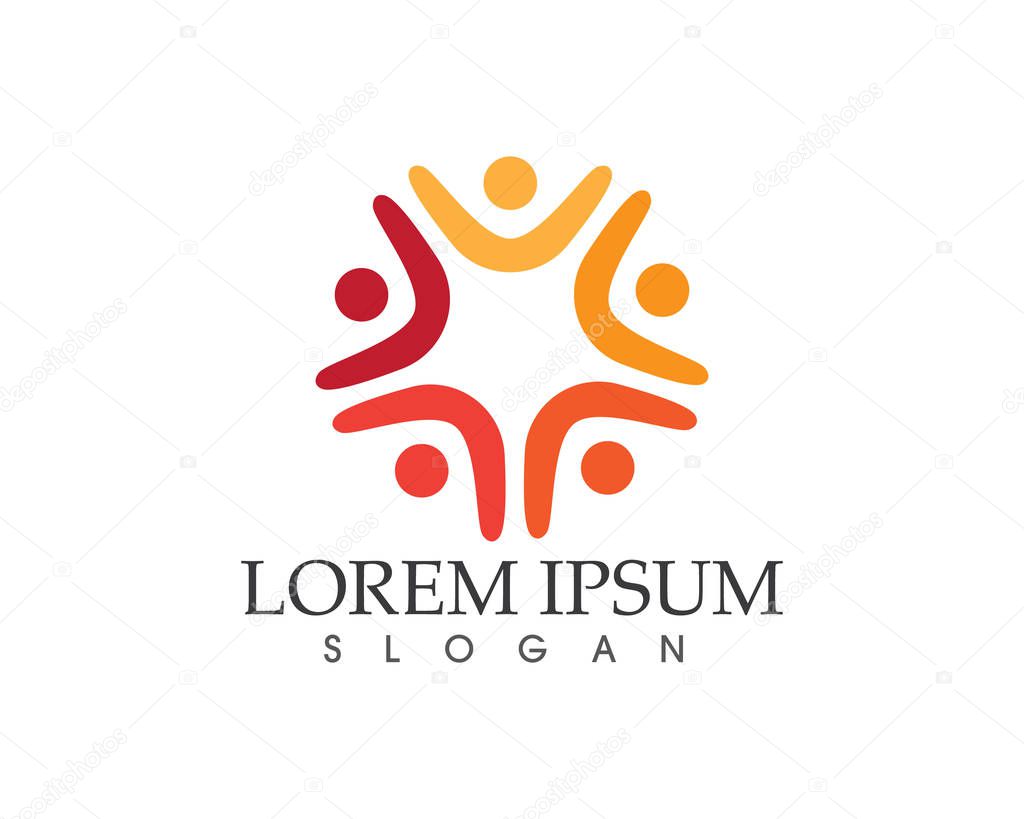 People care success health life logo template iconsCommunity people care logo and symbols template