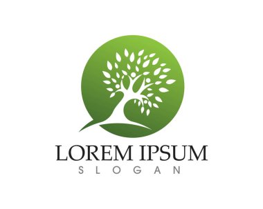 Ağaç yeşil insanlar kimlik kartı vektör logo şablonu