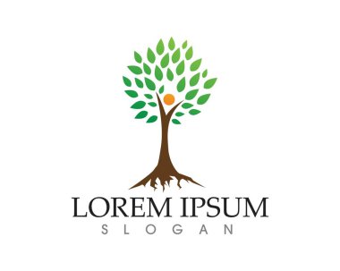 Ağaç yeşil insanlar kimlik kartı vektör logo şablonu