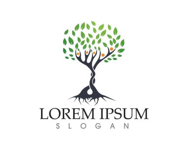 Ağaç yeşil insanlar kimlik kartı vektör logo şablonu