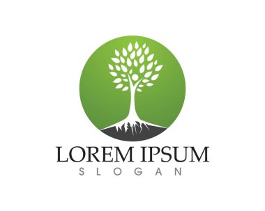 Ağaç yeşil insanlar kimlik kartı vektör logo şablonu