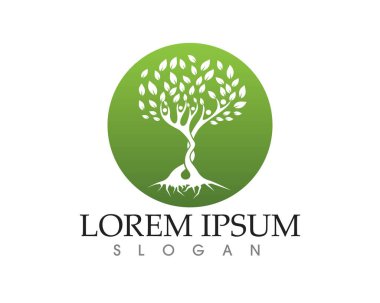 Ağaç yeşil insanlar kimlik kartı vektör logo şablonu