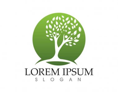 Ağaç yeşil insanlar kimlik kartı vektör logo şablonu