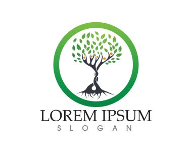 Ağaç yeşil insanlar kimlik kartı vektör logo şablonu