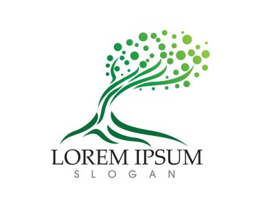 Ağaç yeşil insanlar kimlik kartı vektör logo şablonu