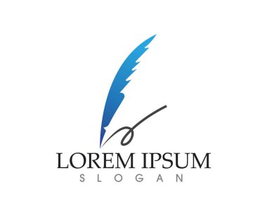 Tüy kalem yazma işareti logo şablonu uygulama simgeleri