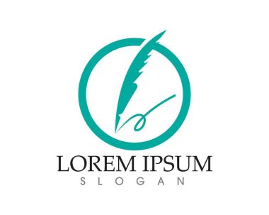 Tüy kalem yazma işareti logo şablonu uygulama simgeleri