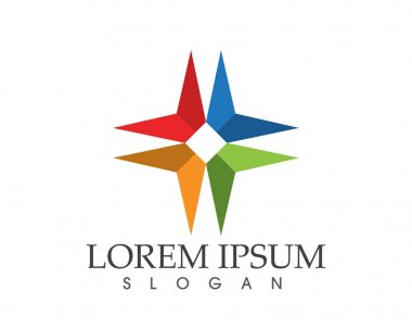 Kırmızı ve Mavi Yıldız Şahin Logo Şablon vektör simgesi