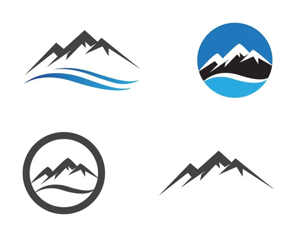 Montaña naturaleza paisaje logotipo y símbolos iconos plantilla — Vector de stock