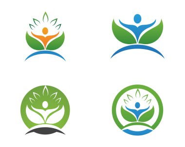 Yeşil doğa sağlık logo ve semboller insanlar yaprak