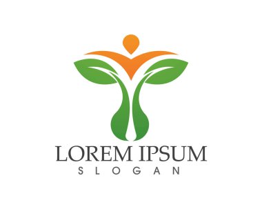 Yeşil doğa sağlık logo ve semboller insanlar yaprak