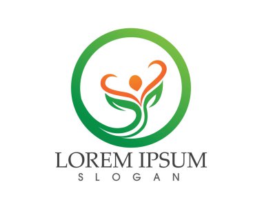 Yeşil doğa sağlık logo ve semboller insanlar yaprak