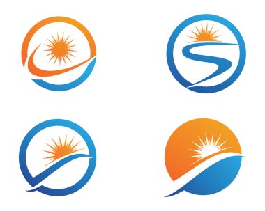 Nehir ve güneş Logo symbolstemplate simgeleri