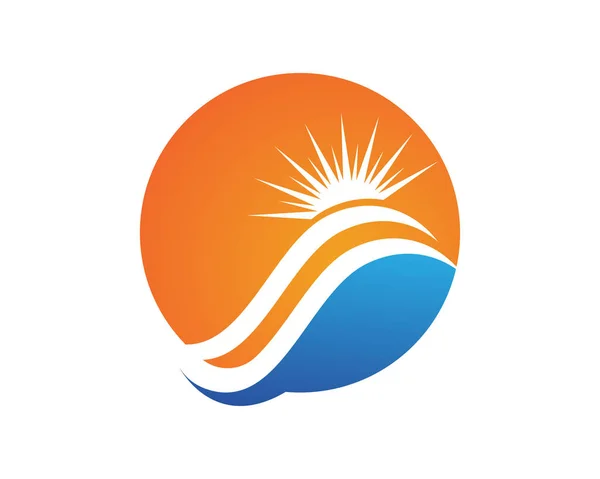 Symboles de rivière et de soleil Icônes de modèle de logo — Image vectorielle