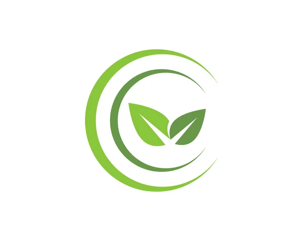Logo alam hijau daun dan simbol templat Vektor - Stok Vektor