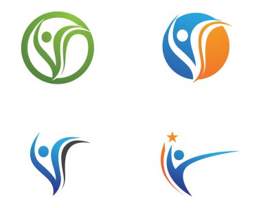 Eğlenceli insanlar Sağlıklı Yaşam Logosu şablon vektör simgesi