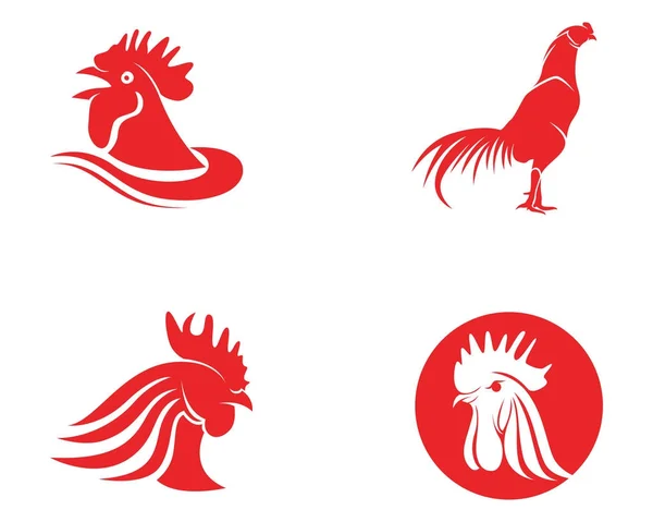 Cabeza de gallo símbolos rojos e iconos de logotipo plantilla — Archivo Imágenes Vectoriales