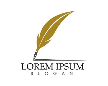 Tüy kalem yazma işareti logo şablonu uygulama simgeleri