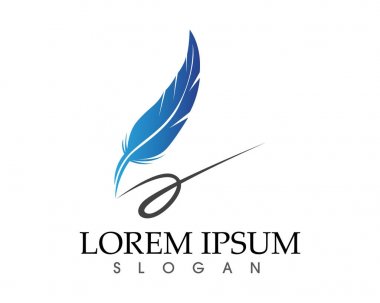 Tüy kalem yazma işareti logo şablonu uygulama simgeleri