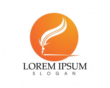 Tüy kalem yazma işareti logo şablonu uygulama simgeleri