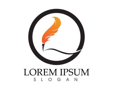 Tüy kalem yazma işareti logo şablonu uygulama simgeleri