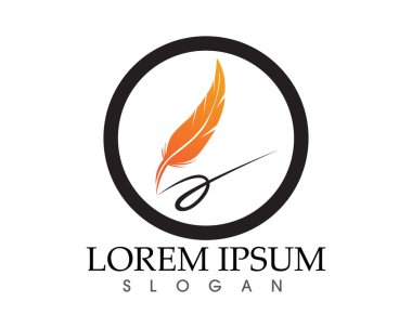 Tüy kalem yazma işareti logo şablonu uygulama simgeleri