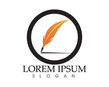 Tüy kalem yazma işareti logo şablonu uygulama simgeleri