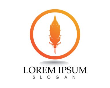 Tüy kalem yazma işareti logo şablonu uygulama simgeleri