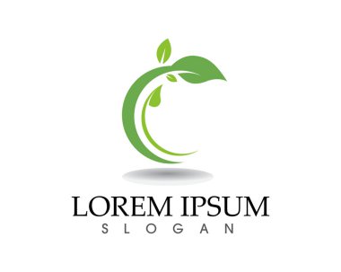 Ağaç yaprağı vektör logosu tasarımı, çevre dostu kavram.