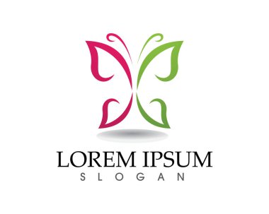 Kelebek kavramsal basit ve renkli bir simge. Logosunu görmeniz gerekir. Vektör illustratio