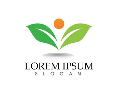 Ağaç yaprağı vektör logosu tasarımı, çevre dostu kavram.