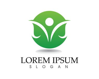 Ağaç yaprağı vektör logosu tasarımı, çevre dostu kavram.