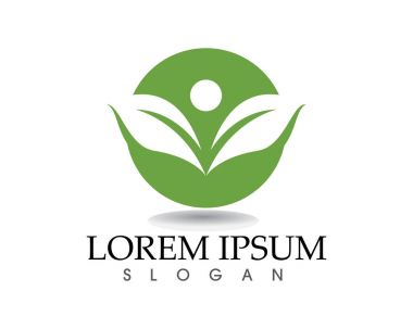 Ağaç yaprağı vektör logosu tasarımı, çevre dostu kavram.