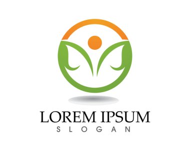 Ağaç yaprağı vektör logosu tasarımı, çevre dostu kavram.