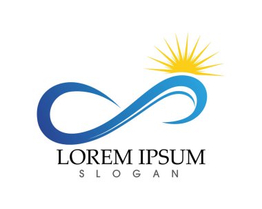 Güneş ve su dalgası Logo şablonu vektör çizim tasarım