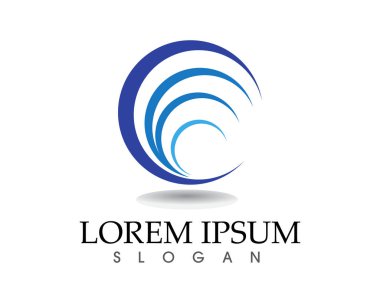 Güneş ve su dalgası Logo şablonu vektör çizim tasarım