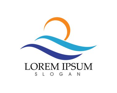 Güneş ve su dalgası Logo şablonu vektör çizim tasarım