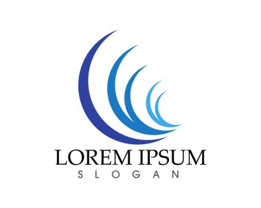 Güneş ve su dalgası Logo şablonu vektör çizim tasarım