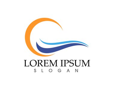 Güneş ve su dalgası Logo şablonu vektör çizim tasarım