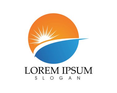 Güneş ve su dalgası Logo şablonu vektör çizim tasarım