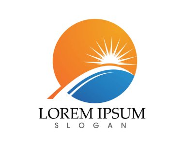 Güneş ve su dalgası Logo şablonu vektör çizim tasarım