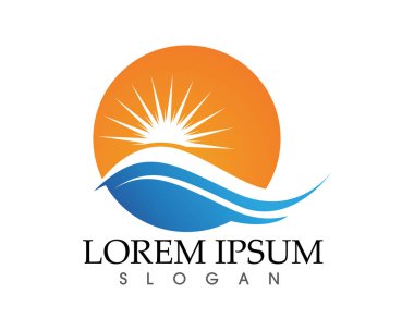 Güneş ve su dalgası Logo şablonu vektör çizim tasarım
