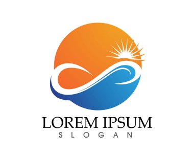 Güneş ve su dalgası Logo şablonu vektör çizim tasarım