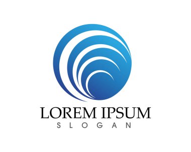 Güneş ve su dalgası Logo şablonu vektör çizim tasarım