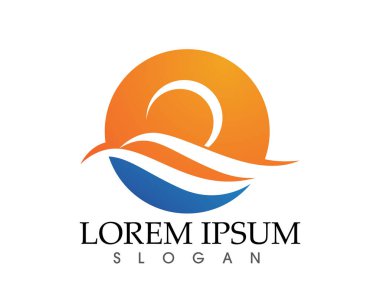 Güneş ve su dalgası Logo şablonu vektör çizim tasarım