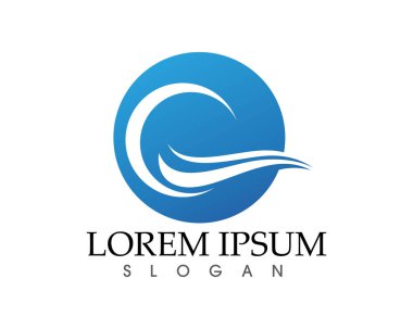 Güneş ve su dalgası Logo şablonu vektör çizim tasarım