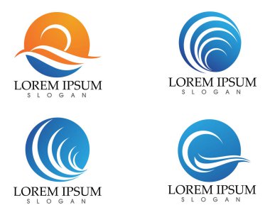 Güneş ve su dalgası Logo şablonu vektör çizim tasarım